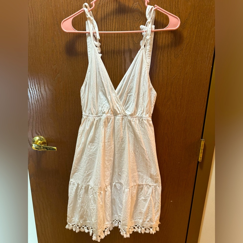 SHEIN Tassel Trim white dress